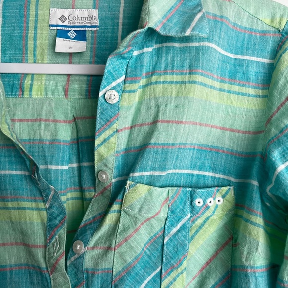 Columbia Pro Fishing Gear PFG Women’s Mediums Long Sleeve Shirt Blue & Green - Picture 3 of 5